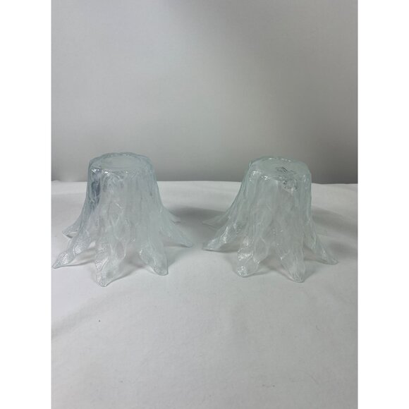 Murano Art Glass Pale Blue White Swirl Vase Candle Holder Made in Italy Lot of 2 - Picture 4 of 8